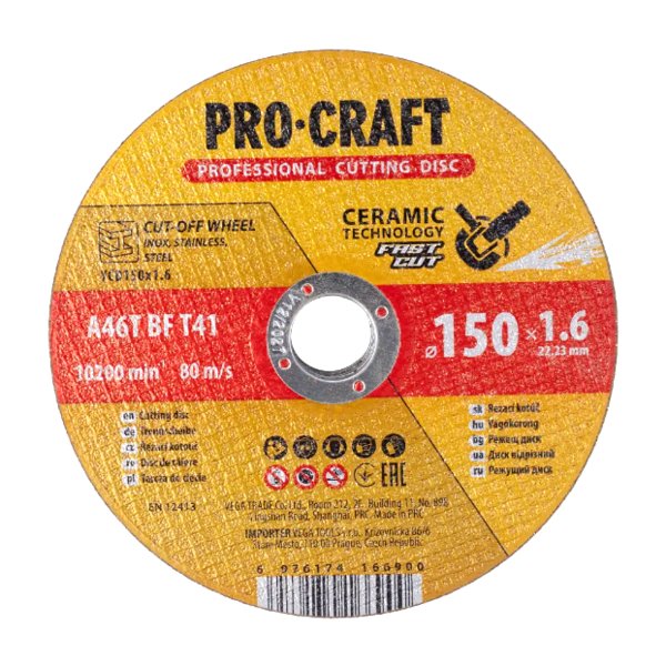 Круг відрізний 150х1,6 по металу КЕРАМічний YCD Universal, ProCraft