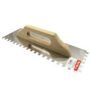 Терка з нержавійки, дерев'яна ручка 130х380 мм зуб 10х10, i5510, Woffmann